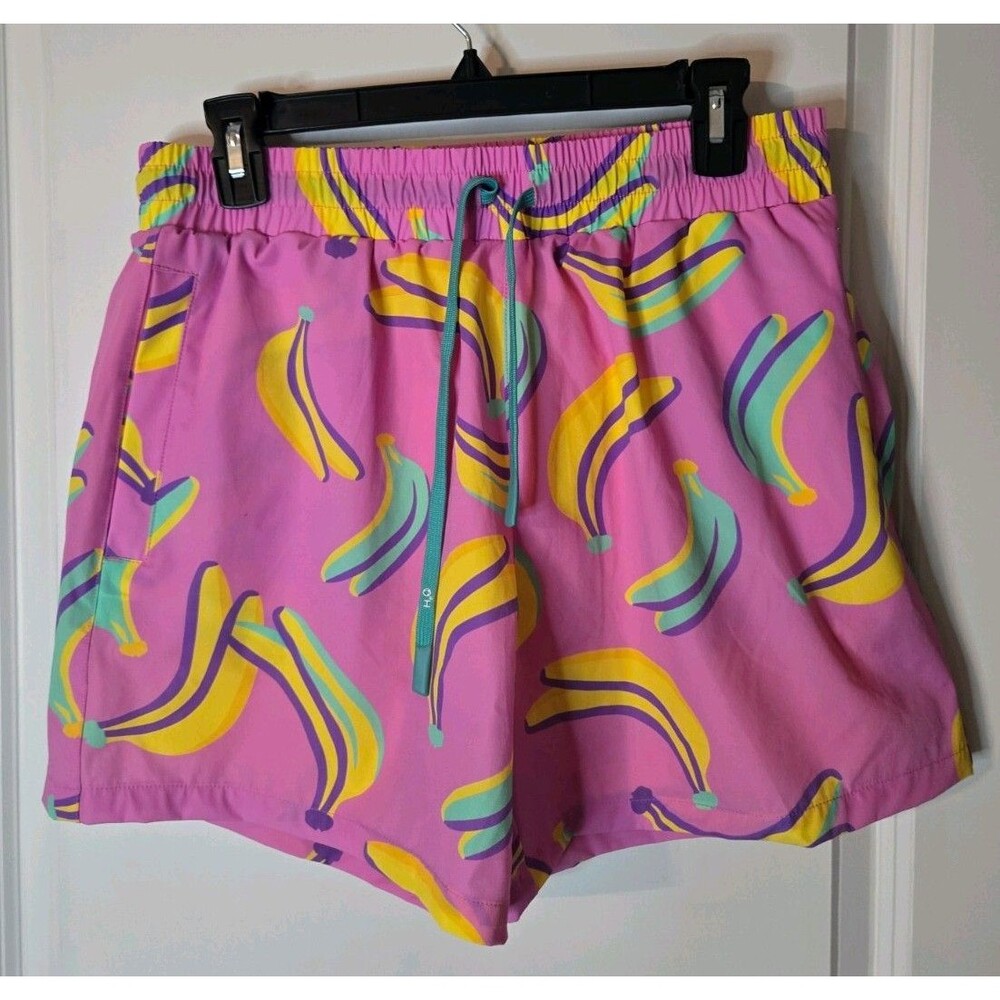 Rounderbum H2O Relaxed Padded Rear Swim Trunks Size Large PADS INCL. Pink Banana